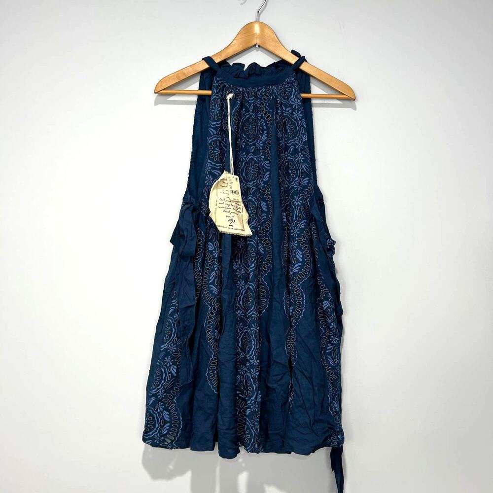 NEW NWT Free People Mimosa Eyelet Mini Dress Blue Size M - Picture 4 of 8